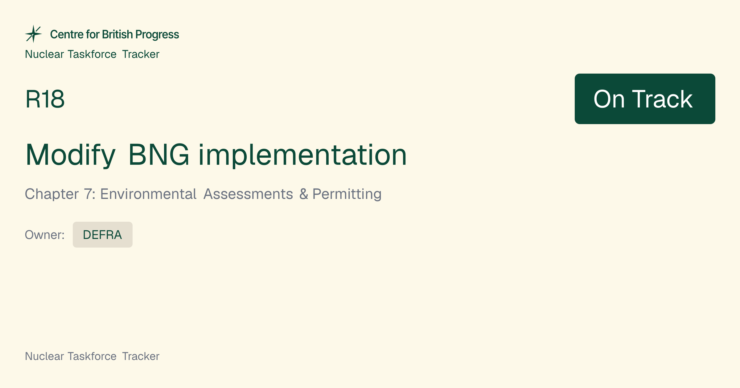 R18: Modify BNG implementation | Nuclear Taskforce Tracker